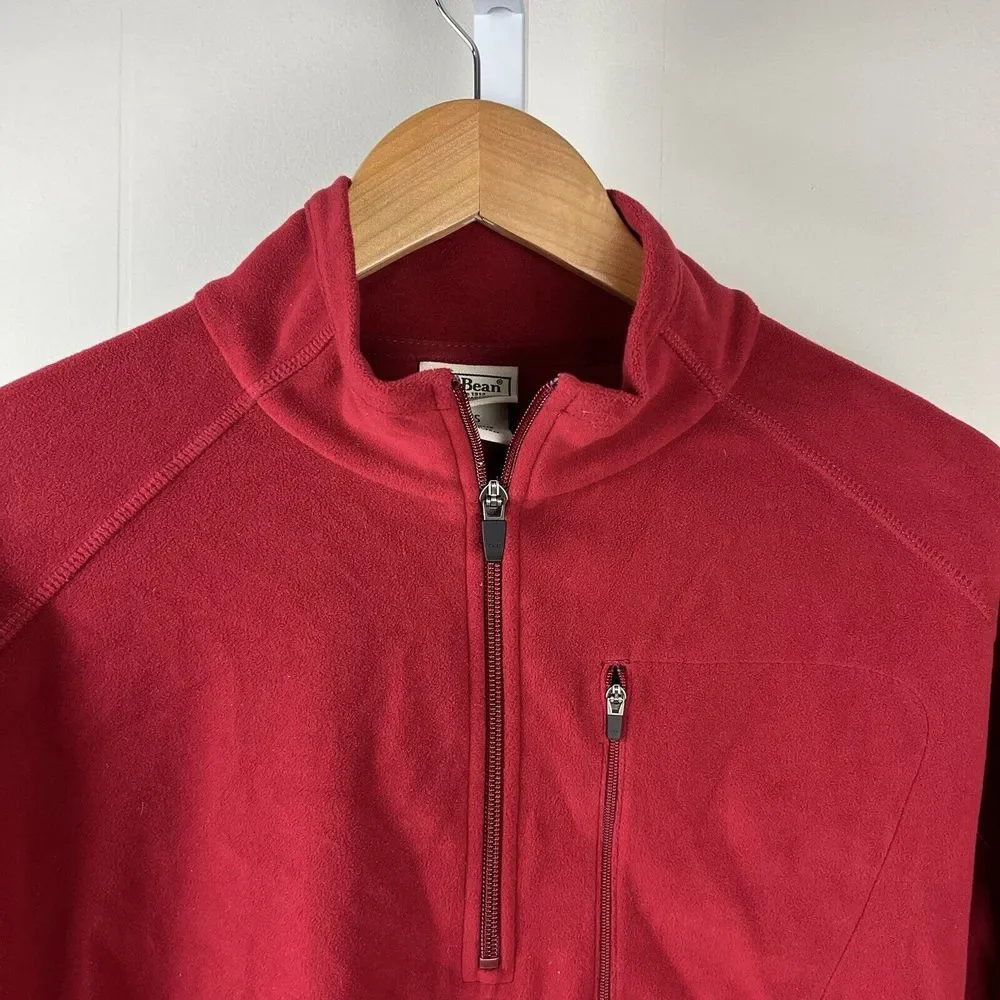 L.L. Bean Fleece 1/4 Zip Pullover Jacket Dark Red Lightweight Soft‎ Mens Medium